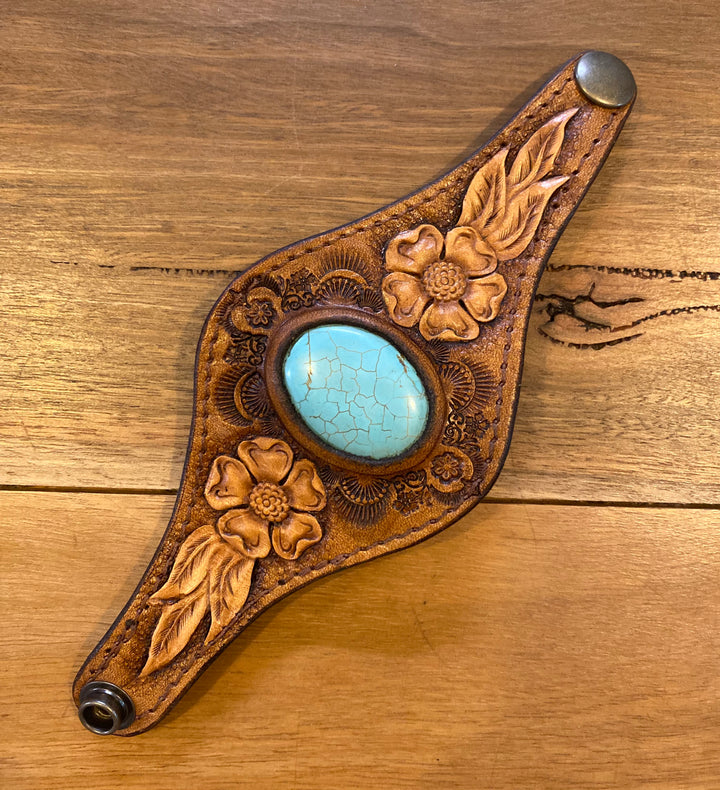 Buffalo Girl ~ Desert Bloom Cuff with Turquoise Two Tone