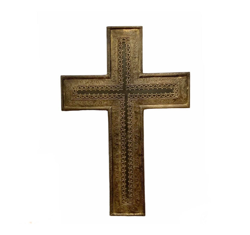 Large Brass & Timber Cross
