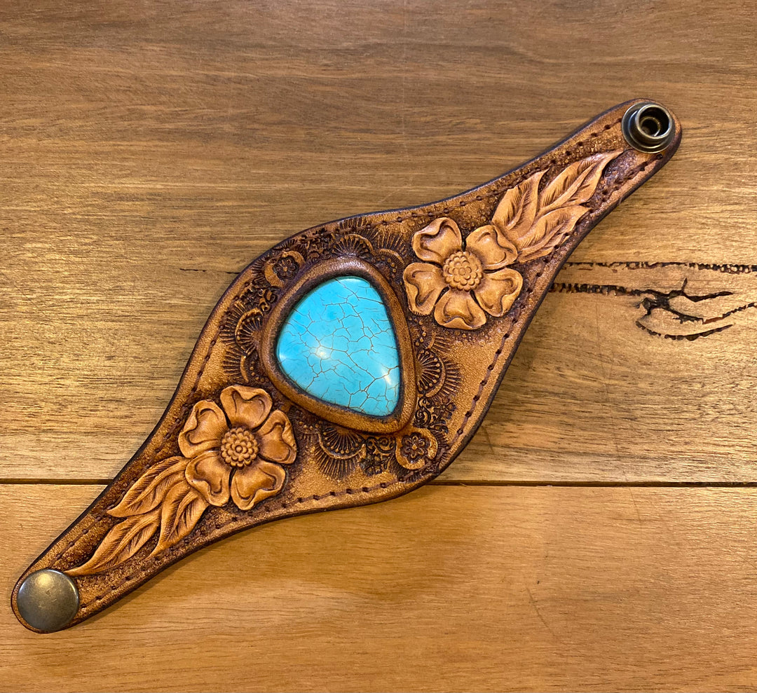 Buffalo Girl ~ Desert Bloom Cuff with Turquoise Two Tone