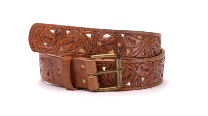 Sharif Hand Tooled Belt Narrow