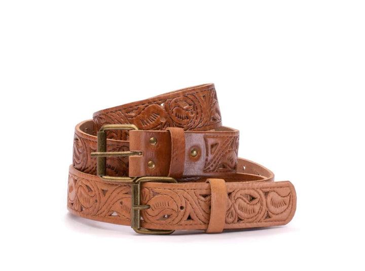 Sharif Hand Tooled Belt Narrow
