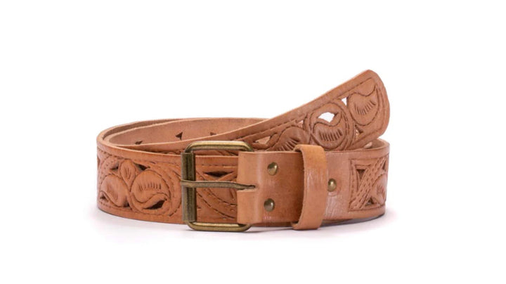 Sharif Hand Tooled Belt Narrow