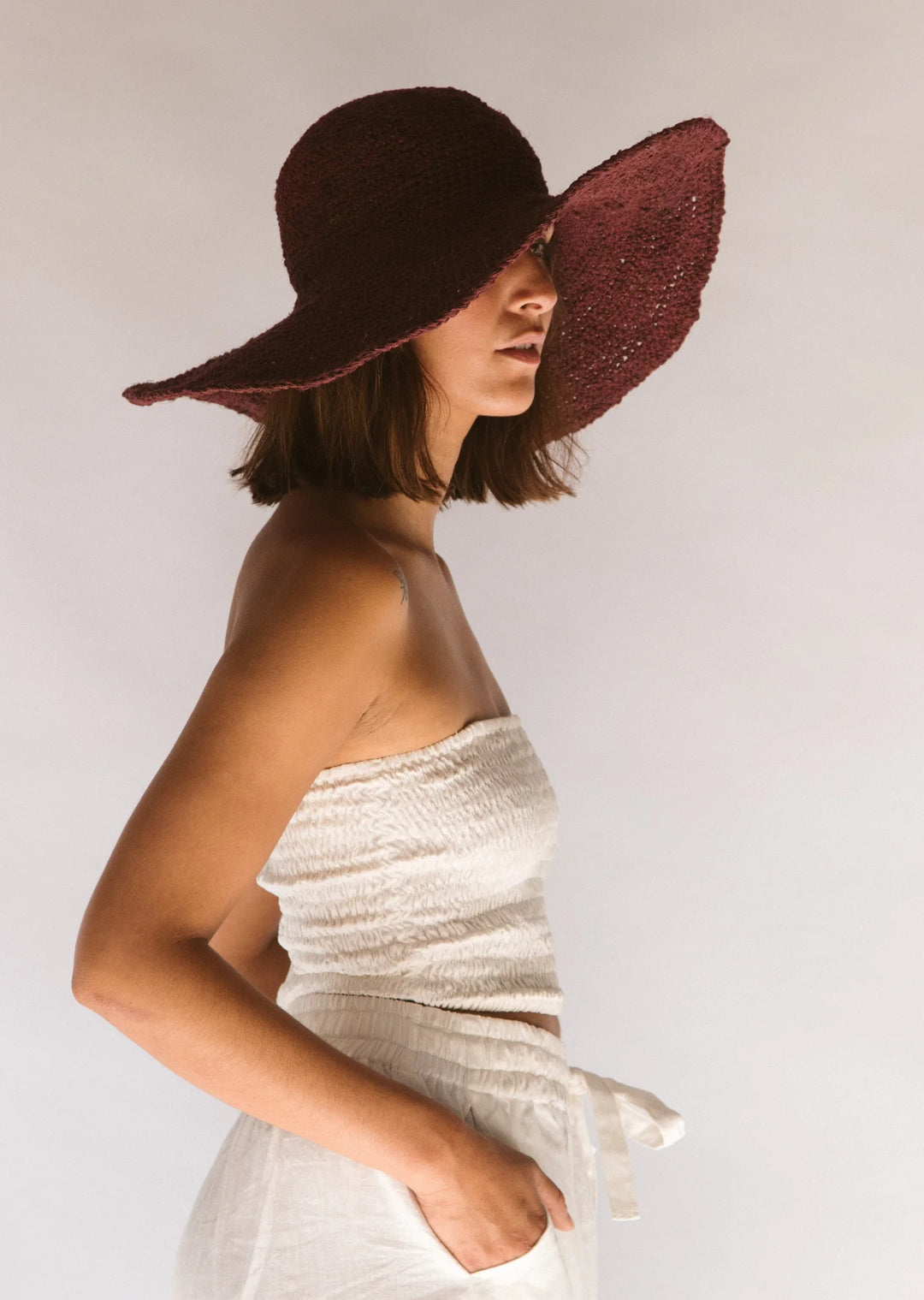 Janis Wide Brim Hat // Merlot