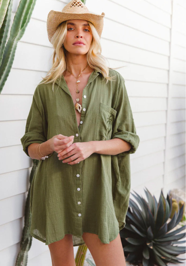 3 Palms Shirt Dress ~ Cactus