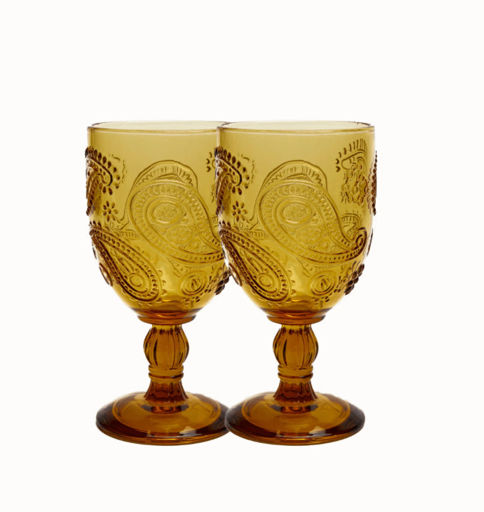 Goblet Glass Set of 2 - Amber