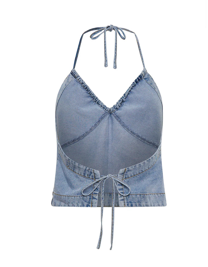 Soft Blue Tencel Halter Top