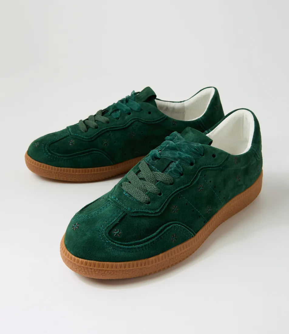 Deelara Green Suede Sneakers