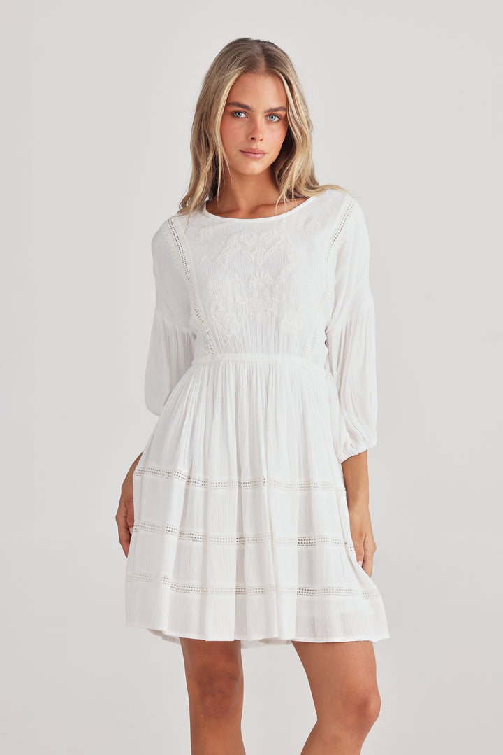 Venus Short Dress Off White Dobby