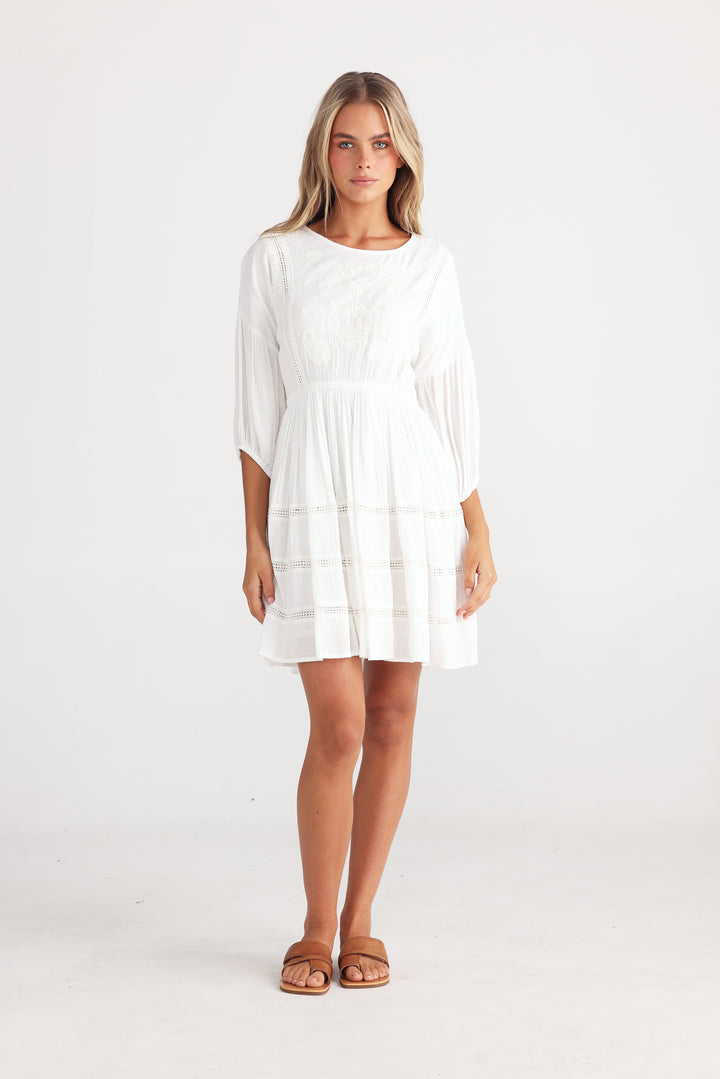 Venus Short Dress Off White Dobby