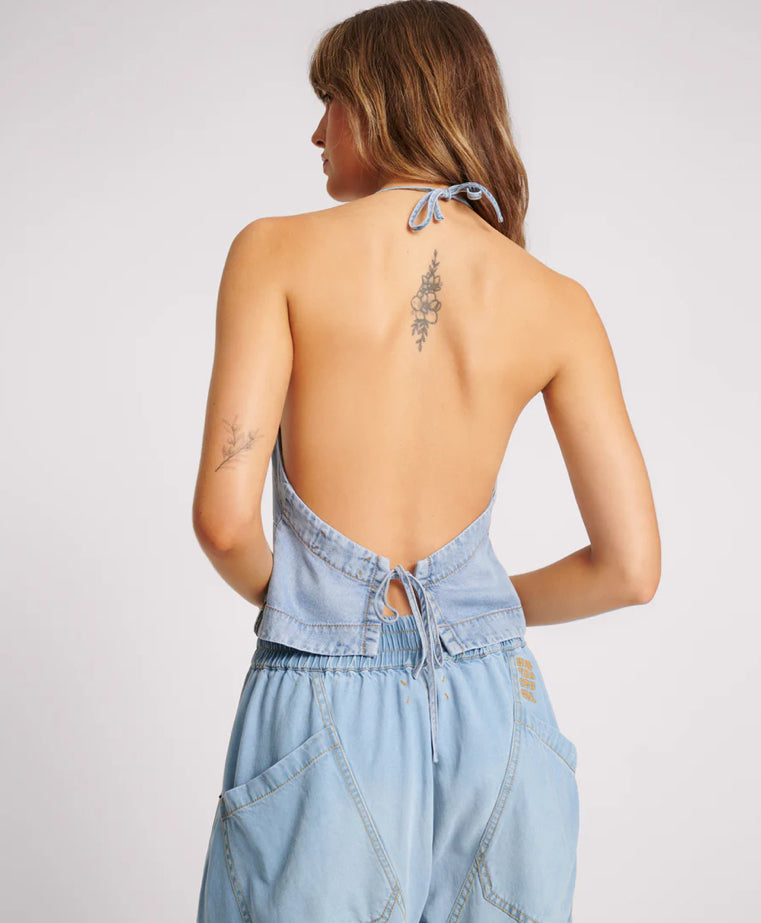 Soft Blue Tencel Halter Top