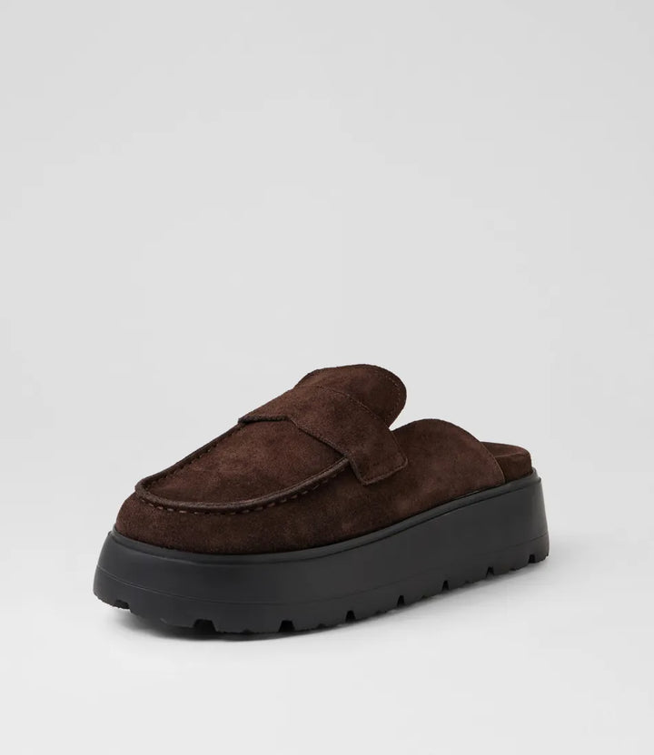 Kravitz Dark Choc Suede Mules