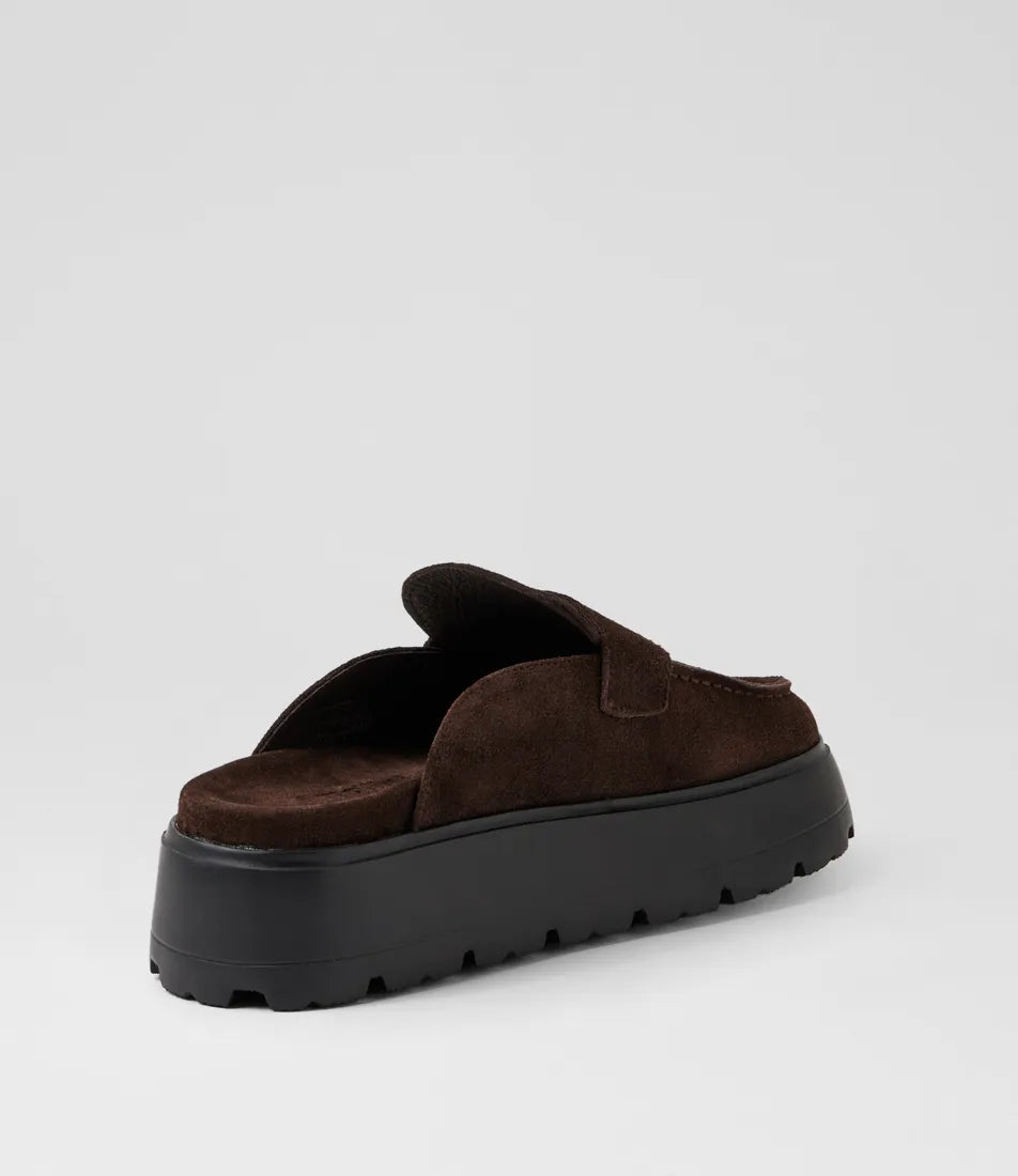 Kravitz Dark Choc Suede Mules