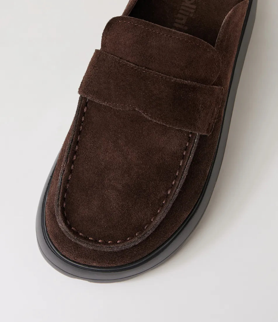 Kravitz Dark Choc Suede Mules