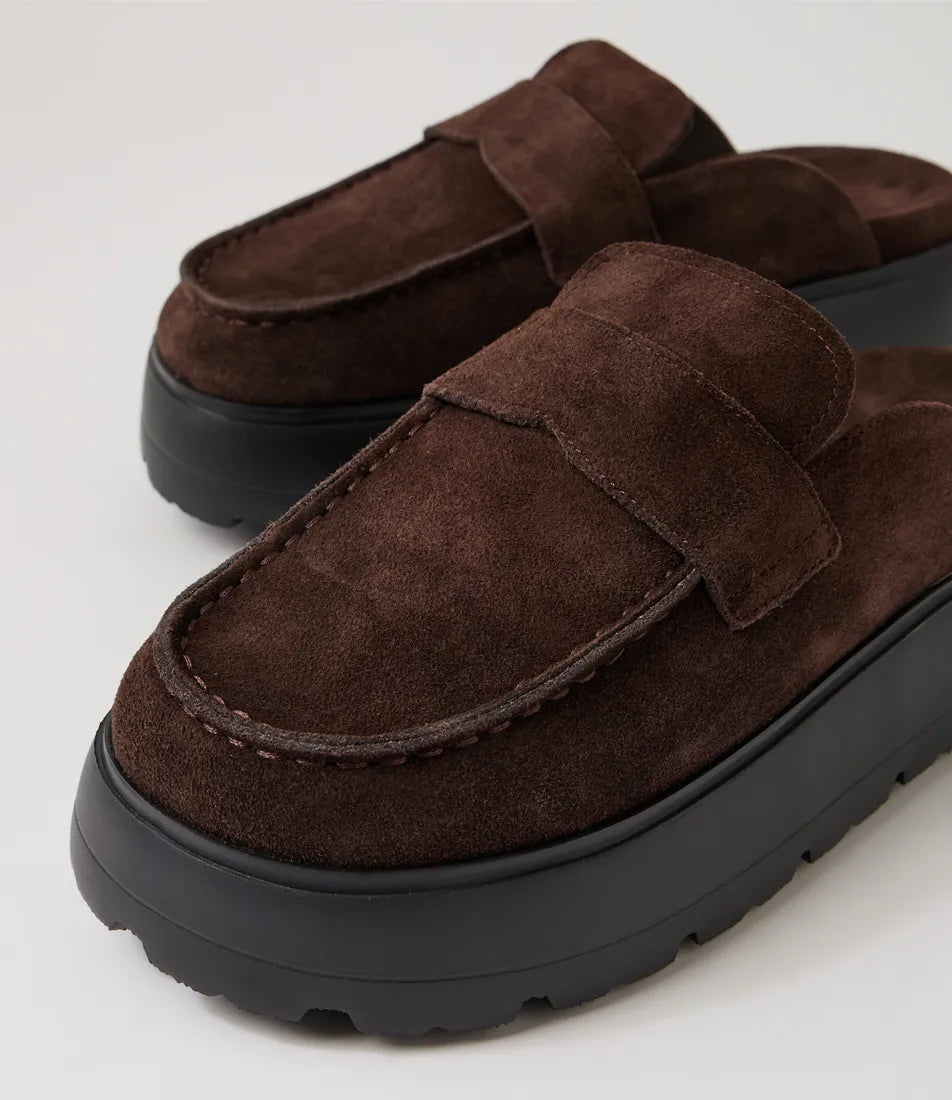 Kravitz Dark Choc Suede Mules