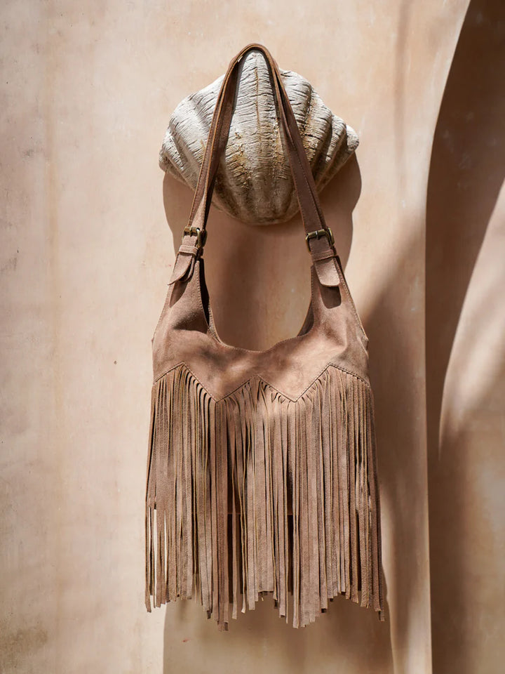 Nomada Fringe Purse Taupe