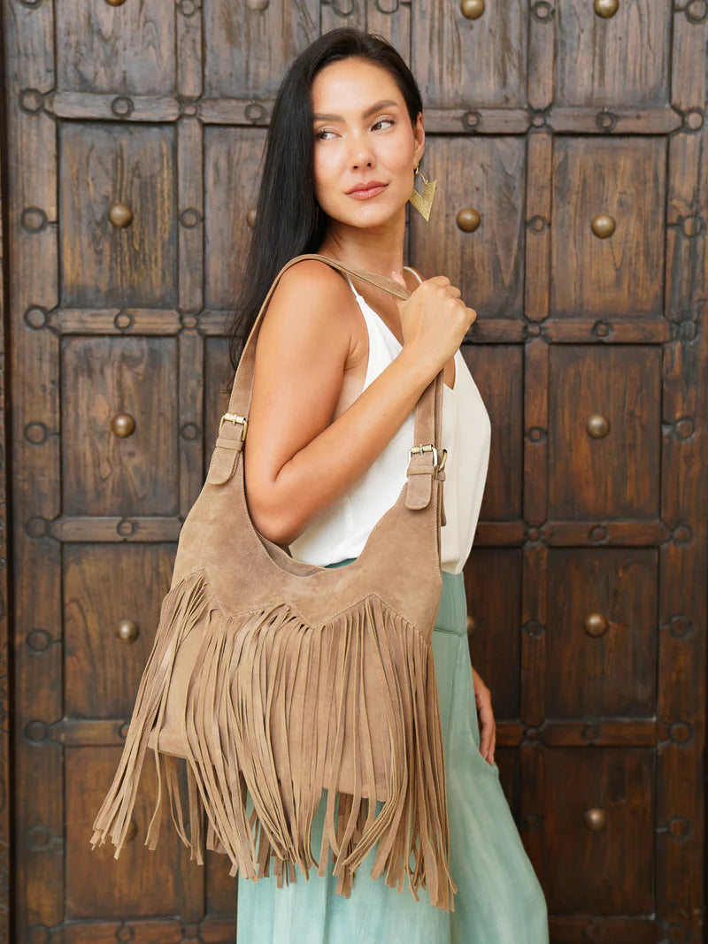 Nomada Fringe Purse Taupe