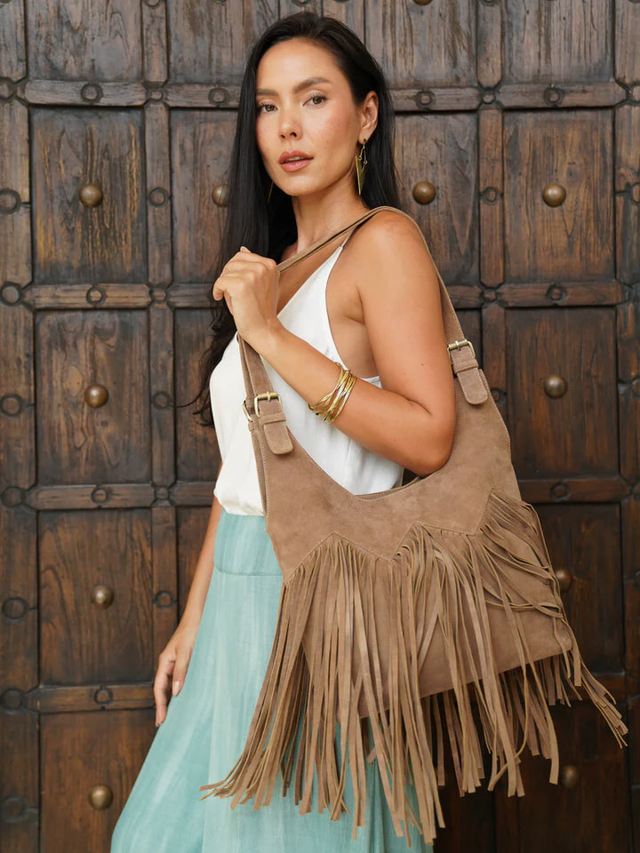 Nomada Fringe Purse Taupe