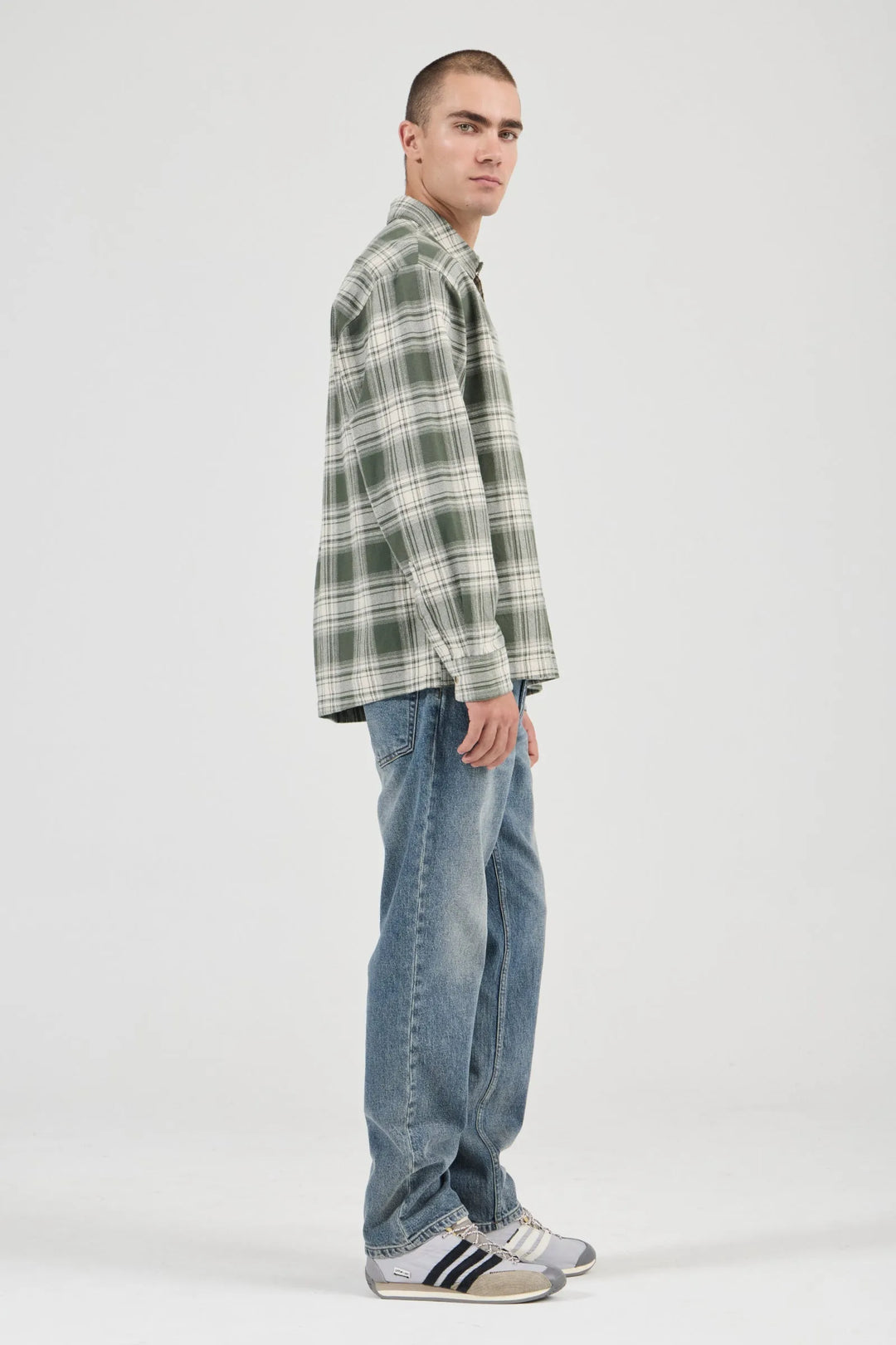 Campus Heavy Check Long Sleeve Shirt - Olive