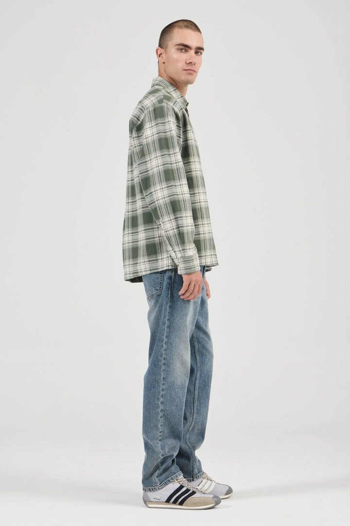 Campus Heavy Check Long Sleeve Shirt - Olive