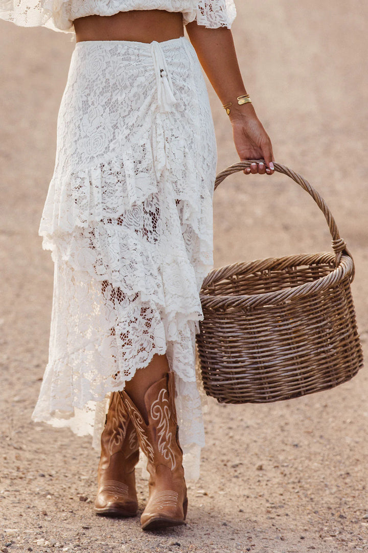 Ember Frill Skirt - Off-white Lace