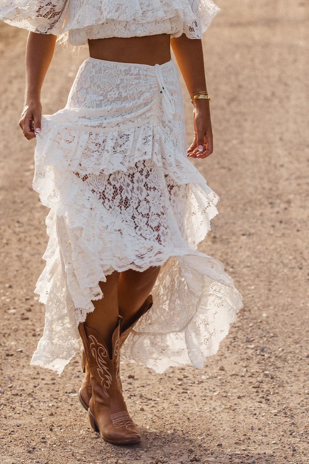Ember Frill Skirt - Off-white Lace
