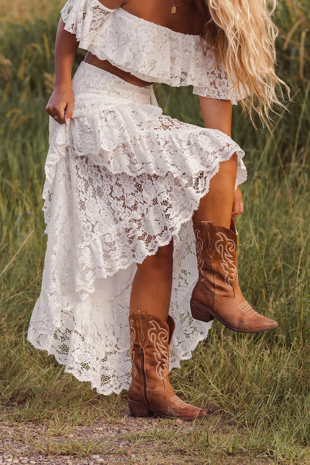 Ember Frill Skirt - Off-white Lace