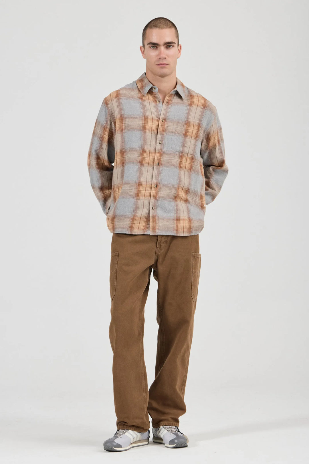 Campus Check Long Sleeve Shirt Dove Grey