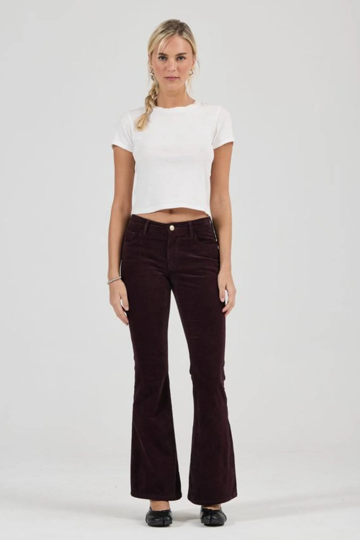 Downtown Flare Jean - Velvet Dark Cherry
