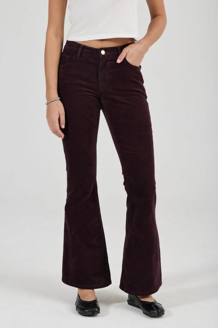 Downtown Flare Jean - Velvet Dark Cherry