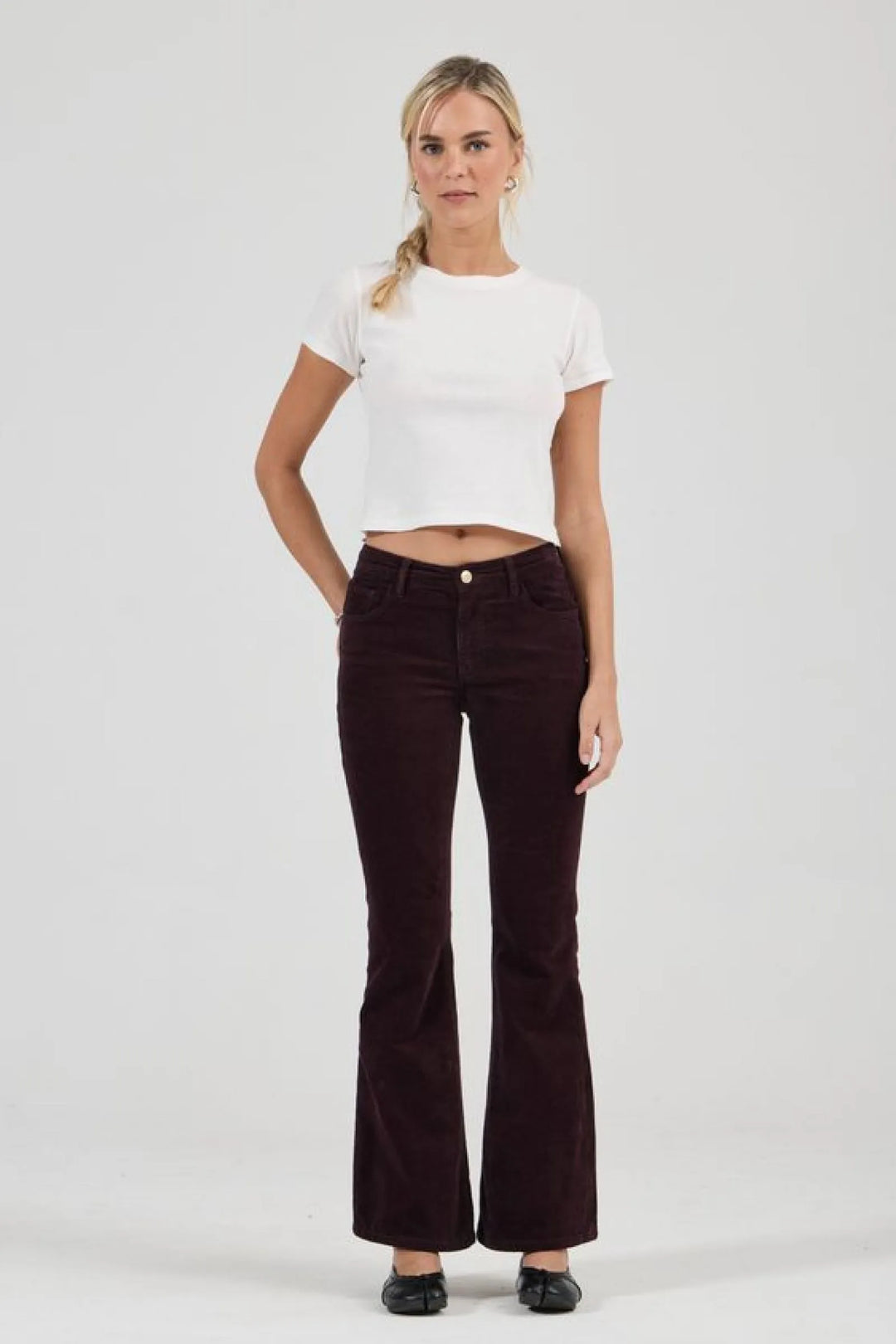 Downtown Flare Jean - Velvet Dark Cherry