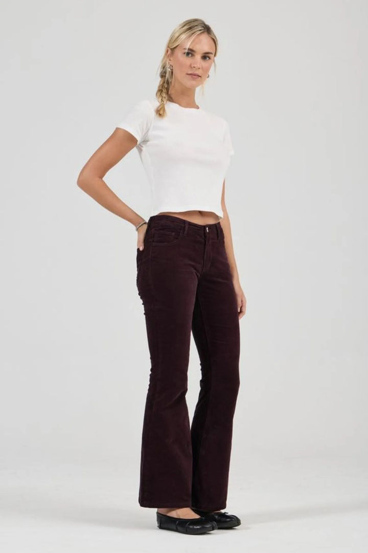 Downtown Flare Jean - Velvet Dark Cherry