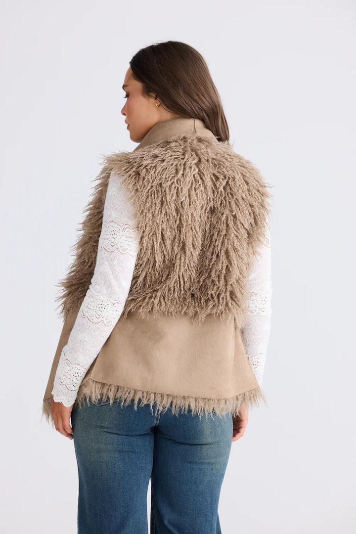 Luna Fur Vest - Taupe