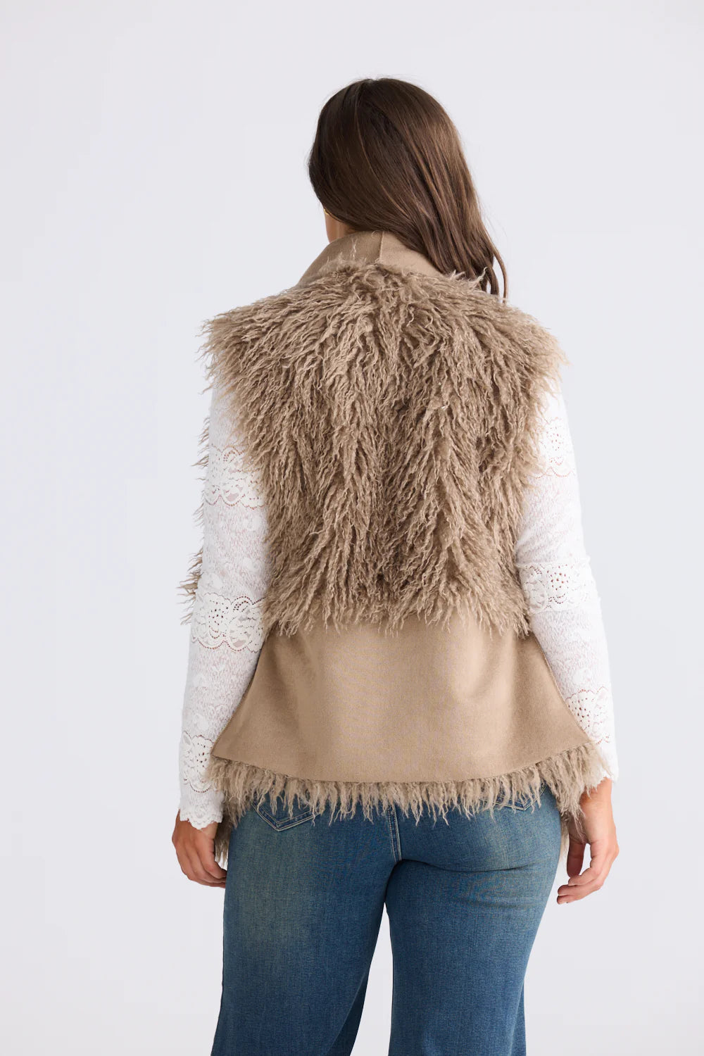 Luna Fur Vest - Taupe