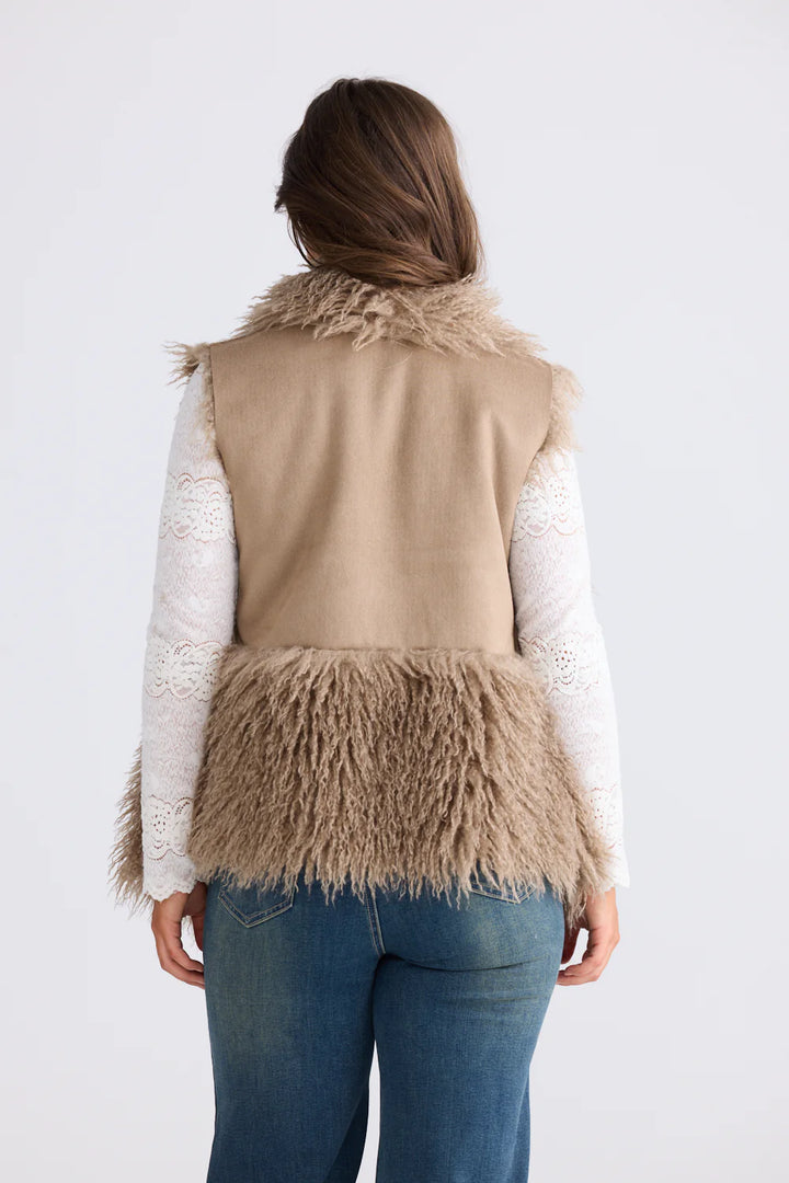 Luna Fur Vest - Taupe