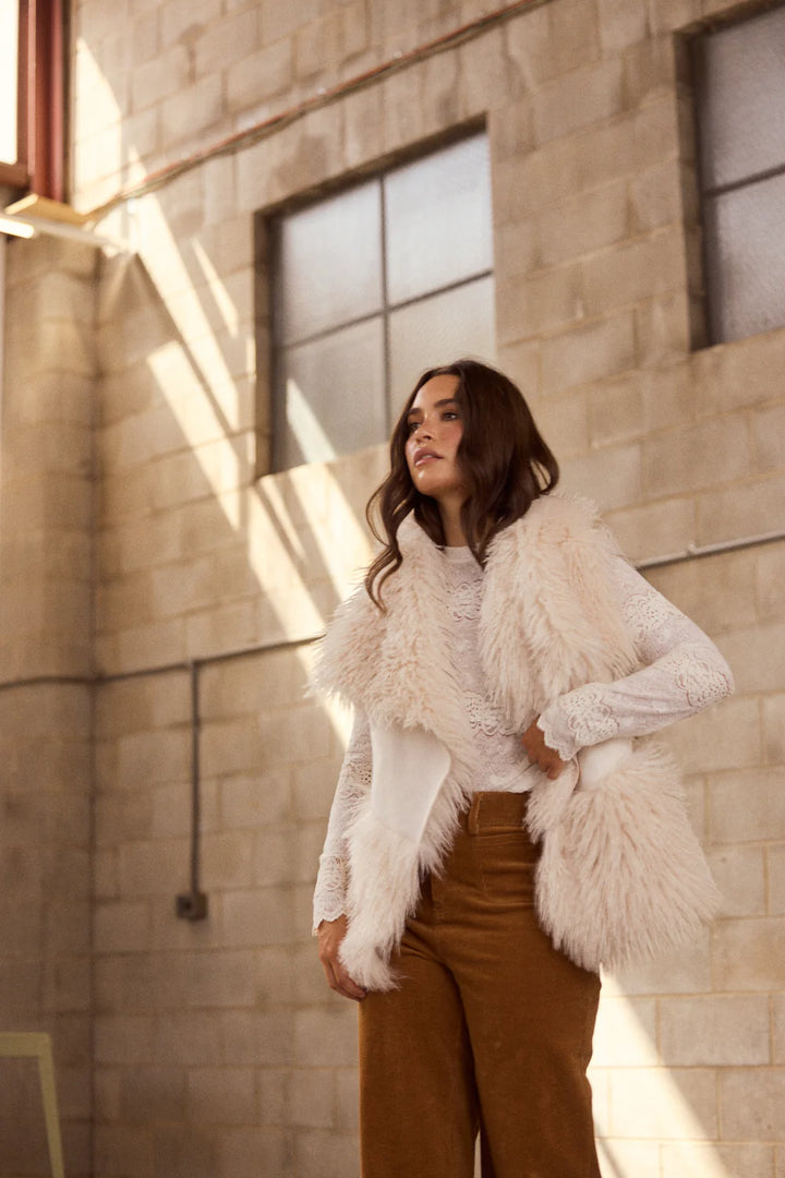 Luna Fur Vest - Beige