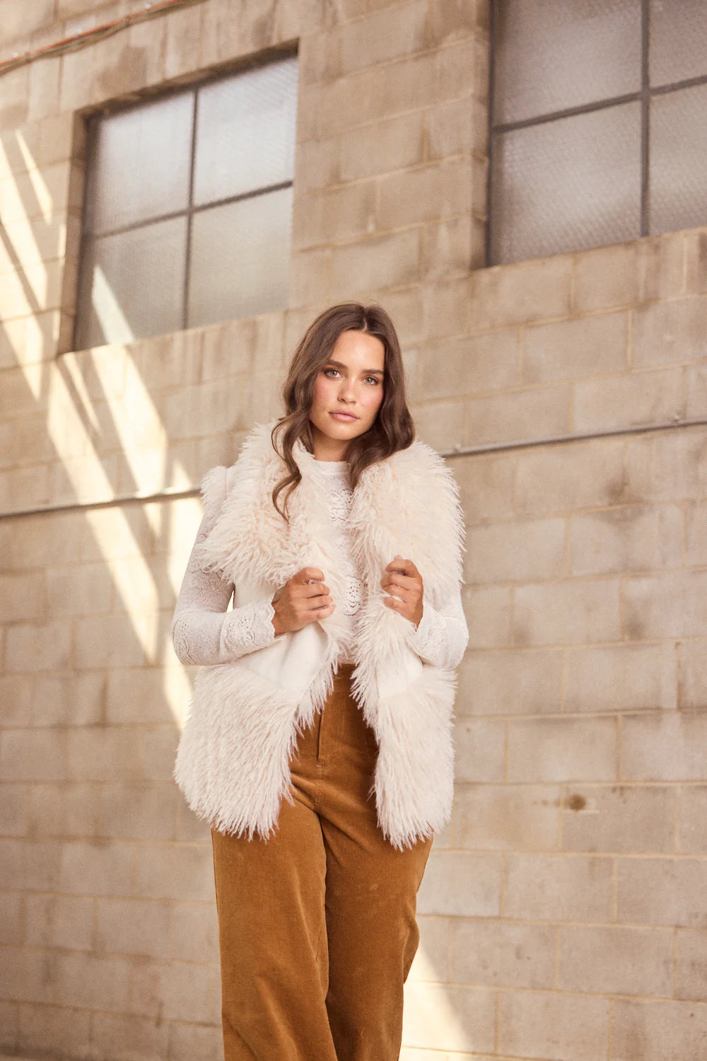 Luna Fur Vest - Beige