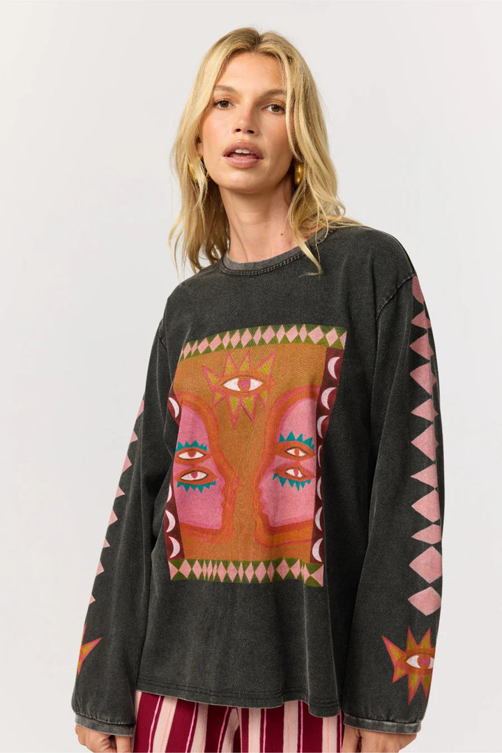 Luna Rosa long sleeve tee in Onyx