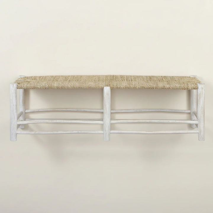 Taman Long Seagrass Bench Seat White Washed