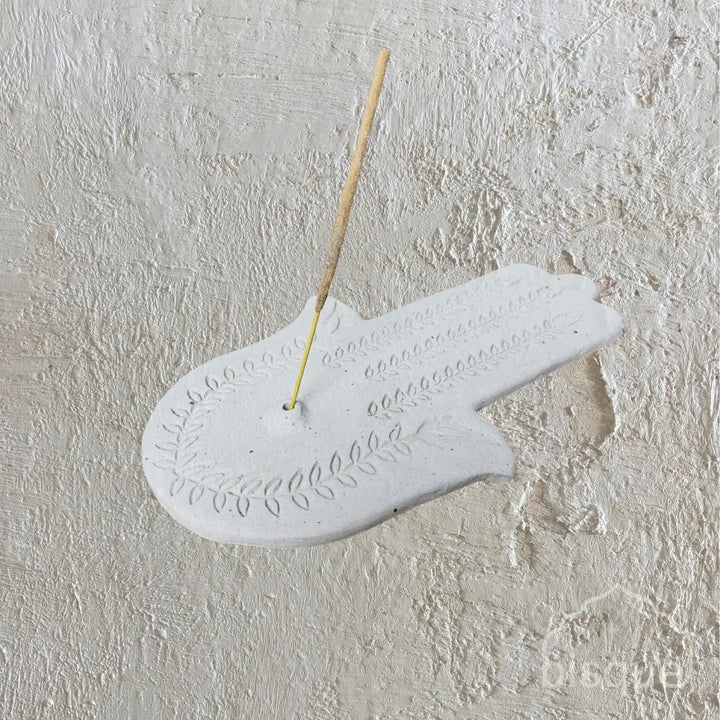 Hamsa Ceramic Palm  Incense Holder