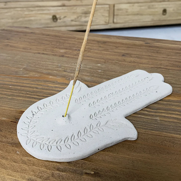 Hamsa Ceramic Palm  Incense Holder