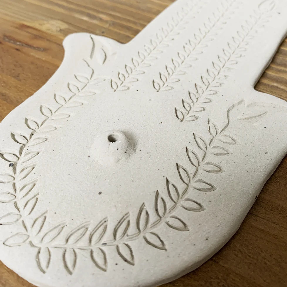 Hamsa Ceramic Palm  Incense Holder
