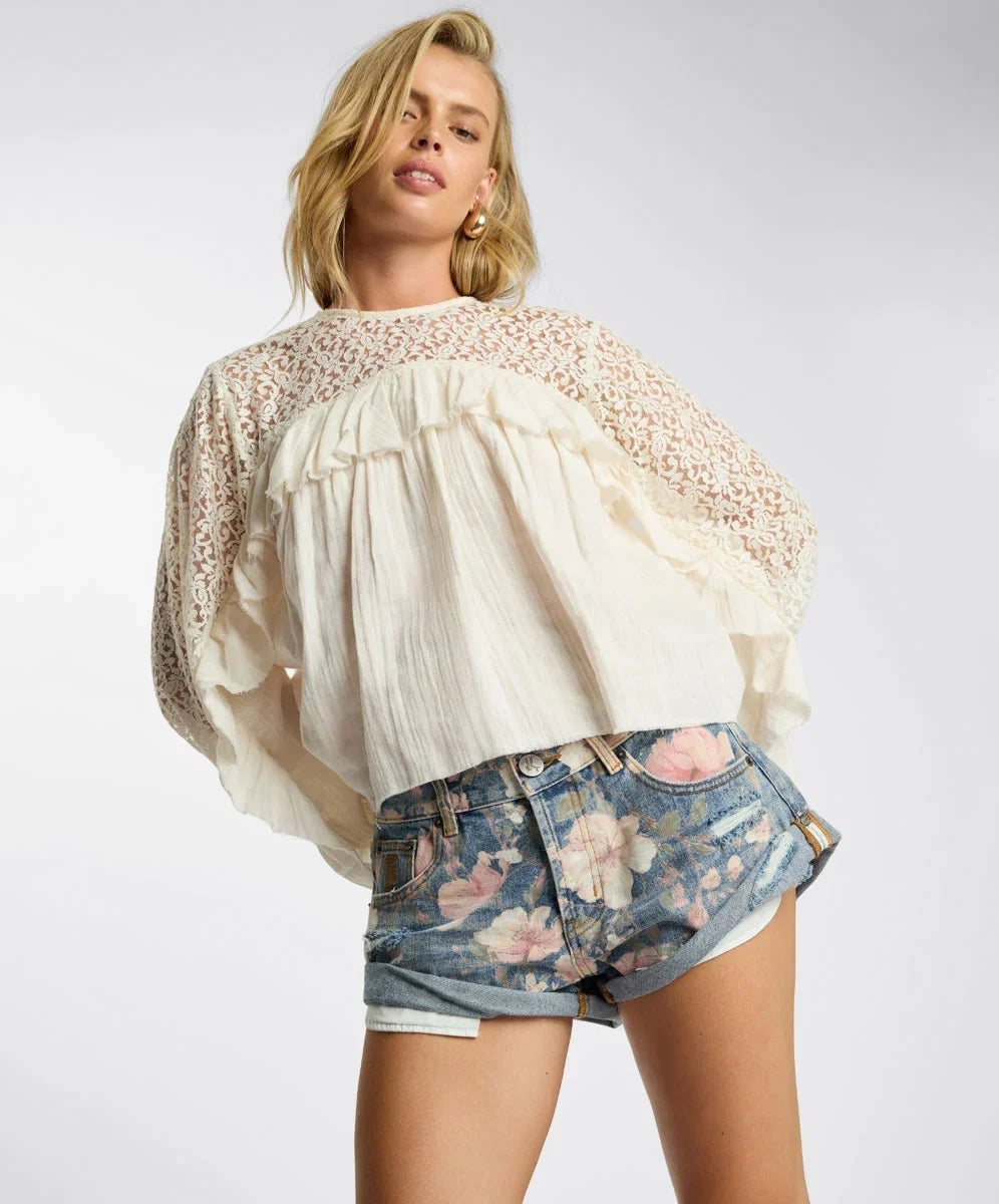 Willow Haven Frill Longsleeve Blouse - Ivory