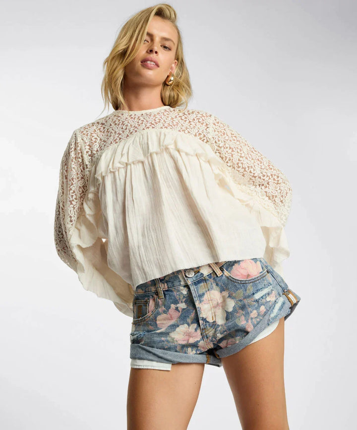 Willow Haven Frill Longsleeve Blouse - Ivory