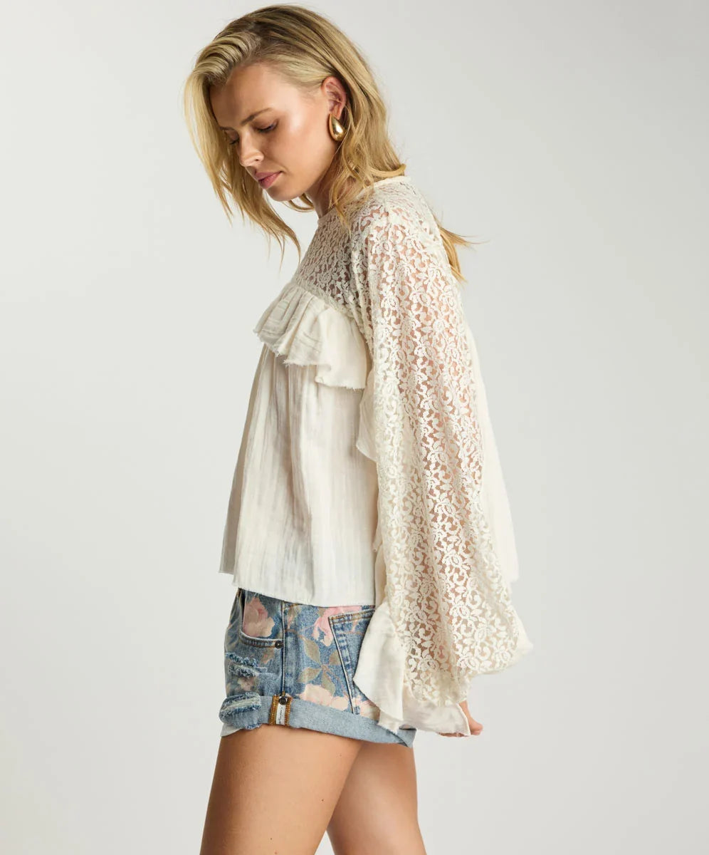 Willow Haven Frill Longsleeve Blouse - Ivory