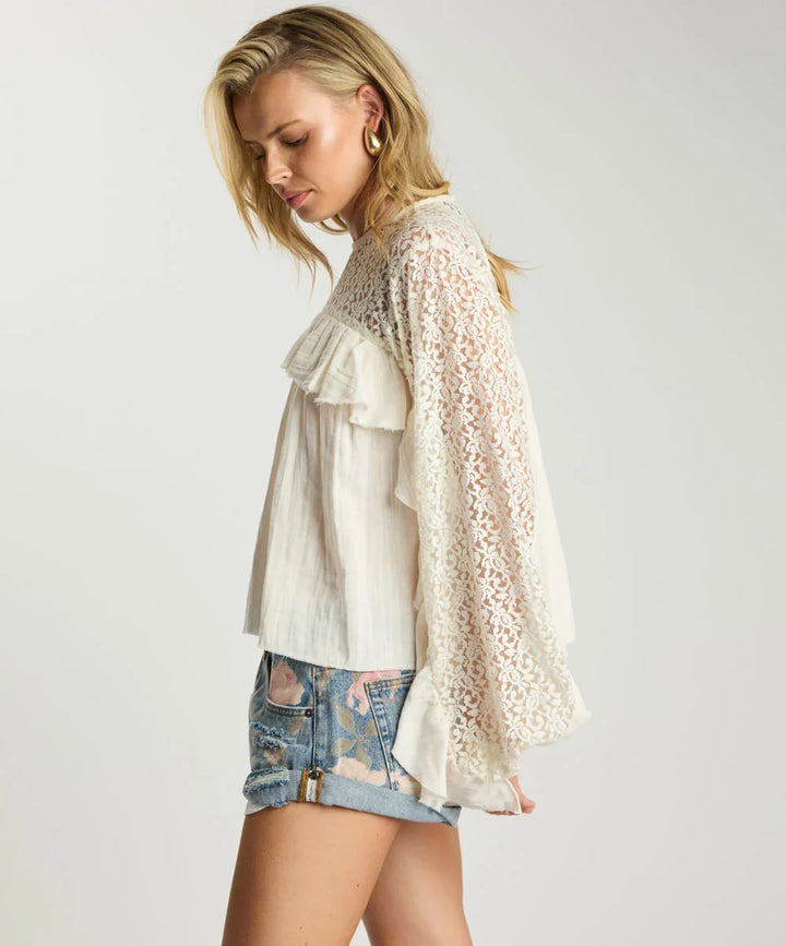 Willow Haven Frill Longsleeve Blouse - Ivory