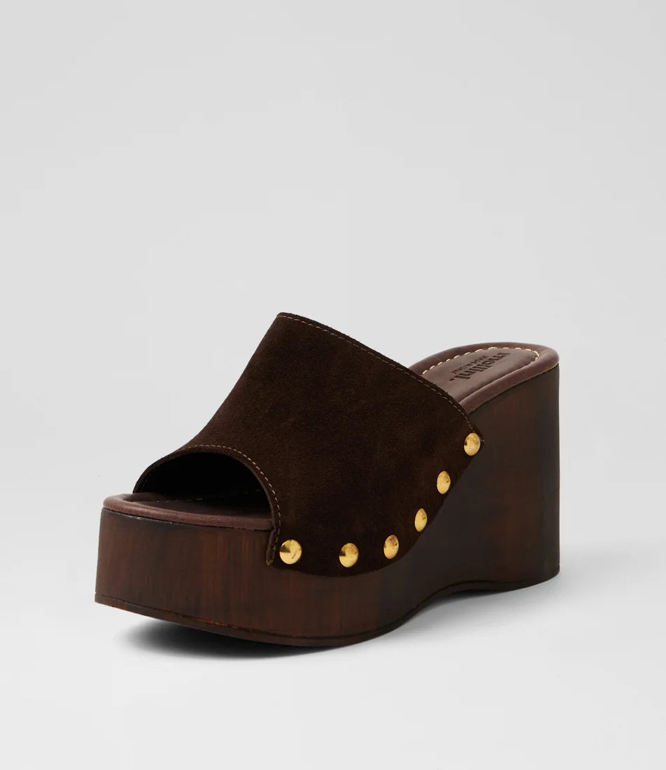 Jaida Dark Brown Suede Sandals