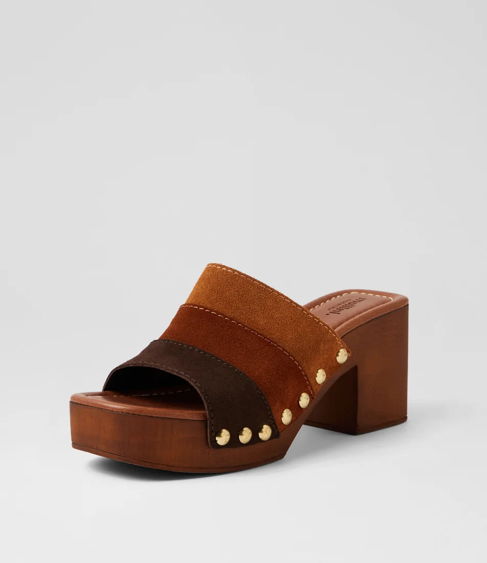 Ginia Brown Multi Suede Sandals