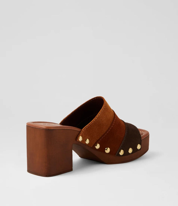 Ginia Brown Multi Suede Sandals