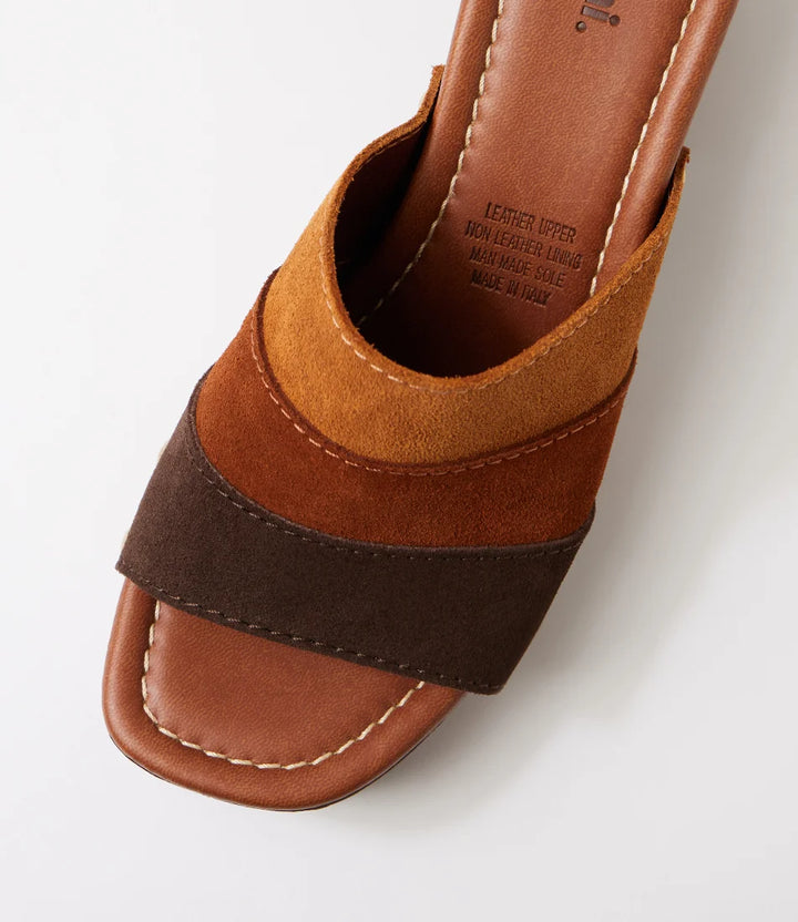 Ginia Brown Multi Suede Sandals