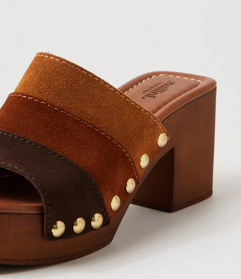 Ginia Brown Multi Suede Sandals